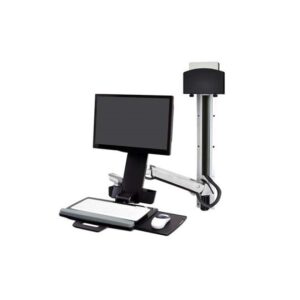 Ergotron - 45-273-026 StyleView Sit-Stand Combo System, Small CPU Holder (aluminum) Keyboard & Monitor Mount Workstation
