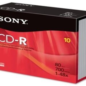 Sony - 10CDQ80R - 48x CD-R Media - 700MB - 120mm - 10 Pack Slim Jewel Case