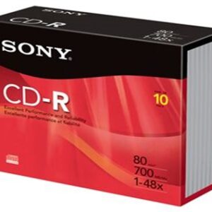 Sony - 10CRM80R - CD-R Media - 700MB - 120mm Standard - 10 Pack Slim Jewel Case