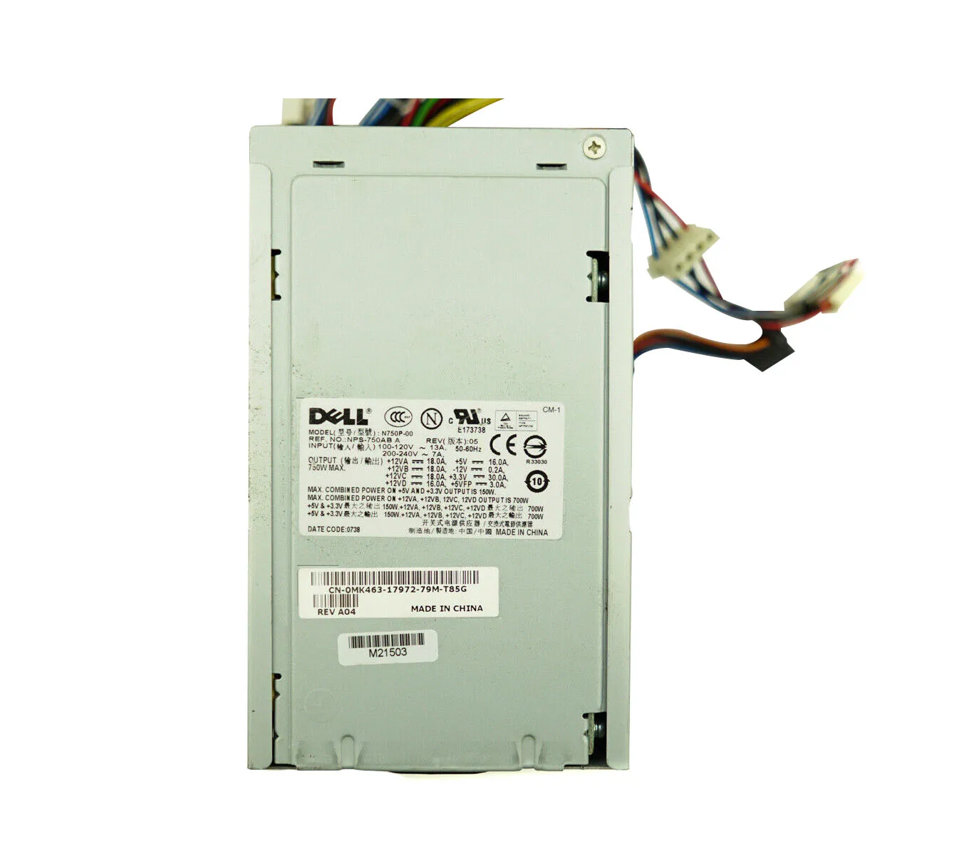 Dell MK463 750-Watts 100-240V AC 13A 50-60Hz Power Supply For Precision 490/690 WorkStation