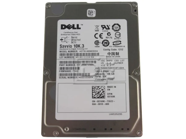 147GB 10K SAS 2.5 Dell Compatible Hard Drive 0X160K with Tray
