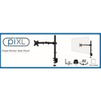 piXL Single Monitor Arm, For Screens Upto 32 inch, Desk Mounted, VESA dimensions of 75x75mm or 34 inch if 100x100mm Vesa, 180 Degrees Swivel, 15 Degrees Tilt, Weight Upto 10kg, Built in Cable Management, Black - Image 2