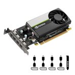 PNY NVIDIA Professional T1000 Retail Graphics Card, 4GB GDDR6, 896 CUDA Cores, 2.5 MHz TFLOPS, Single Fan Low Profile, 4x mini-DisplayPorts - Image 2