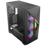 ANTEC DF800 FLUX Case, Gaming, Black, Mid Tower, 2 x USB 3.0, Tempered Glass Side Window Panel, Geometrical Mesh Design & Mirror Surface Front Panel, Addressable RGB LED Fans, Patented F-LUX Platform Cooling Solution, ATX, Micro ATX, Mini-ITX - Image 2