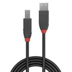 LINDY 36674 Anthra Line USB Cable, USB 2.0 Type-A (M) to USB 2.0 Type-B (M), 3m, Black & Red, Supports Data Transfer Speeds up to 480Mbps, Robust PVC Housing, Nickel Connectors & Gold Plated Contacts, Retail Polybag Packaging - Image 2