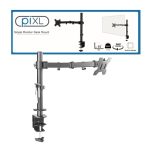 piXL Single Monitor Arm, For Screens Upto 32 inch, Desk Mounted, VESA dimensions of 75x75mm or 34 inch if 100x100mm Vesa, 180 Degrees Swivel, 15 Degrees Tilt, Weight Upto 10kg, Built in Cable Management, Black - Image 5