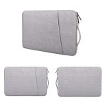 Prevo 14 Inch Laptop Sleeve, Side Pocket, Cushioned Lining, Light Grey - Image 3