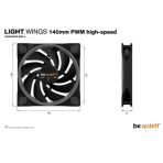 be quiet! Light Wings PWM High Speed Addressable RGB Fan, 140mm, 2200RPM, 4-Pin PWM Fan & 3-Pin ARGB Connectors, Black Frame, Black Blades, ARGB Lighting on Front & Rear - Image 6