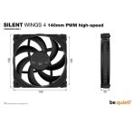 be quiet! Silent Wings 4 PWM High Speed Black Fan, 140mm, 1900RPM, 4-Pin PWM Fan Connector, Black Frame, Black Blades, Optimized Fan Blades for High End Performance, 2 Mounting Options - Image 3