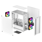 DeepCool CC360 ARGB WH, White, Mini Tower Chassis w/ Tempered Glass Window, 3x 120mm ARGB Fans, USB 3.0, mATX/mITX - Image 2