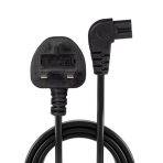 Lindy 30454 0.5m UK 3 Pin Plug To Right Angle IEC C7 (Figure-8) 3 Amp Fuse Mains Extension Cable - Black - Image 2