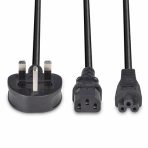 Lindy 30374 2.5m UK 3 Pin Plug To IEC C13 (Kettle) & IEC C5 (Clover) 10 Amp Mains Splitter Extension Cable - Black - Image 4