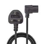 Lindy 30446 1m UK 3 Pin Plug To Right Angle IEC C13 (Kettle) 5 Amp Fuse Mains Extension Cable - Black - Image 2