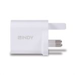 LINDY 73425 30W USB Type A & C Charger UK Plug, 3A, Power Delivery 3.0 + PPS, 2 Output Connectors (USB, 24 pin USB-C), White - Image 5