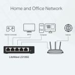 TP-Link LiteWave LS105G 5-Port 10/100/1000Mbps Metal Gigabit Desktop Network Switch - Image 4