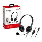 Genius HS-230U Headset with Mic, USB-C Connection, Plug and Play, Adjustable Headband and microphone with In-line Volume Control, Black - Image 2