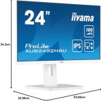 iiyama 24 Inch IPS Monitor XUB2492HSU-W6, Height Adjustable, Full HD, 100Hz, 0.4ms, FreeSync, HDMI, Display Port, USB Hub, White - Image 5