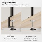 VonHaus Dual Monitor Stand for 13-32 Inch Screens, Twin Monitor Mount with Desk Clamp, Height Adjustable, Easy Assemble Stand with Full Tilt, Rotation & Swivel Arms, VESA 75x75 & 100x100mm - Image 5