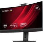 Viewsonic (VG3457CV) 34" UWQHD 21:9 Curved Video Conferencing Docking Monitor with Windows Hello and Zoom Certified Pop-up Webcam and 5W speakers - Image 3