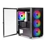 Tecware Forge M Omni Micro-ATX Case - Key-Lockable Tempered Glass, High-Airflow Mesh Front, 4 x 120mm Fans Pre-Installed, mATX/ITX Support, Black - Image 4