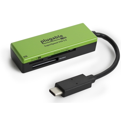 Plugable USBC-FLASH3 3 in 1 USB-C SD/MicroSD/MS Card Reader
