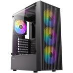 Antec AX27 RGB Elite Mid-Tower Gaming PC Case with Tempered Glass, Full Mesh Front Panel, 4 Pre-installed 120mm Fixed-RGB Fans, ATX/Micro-ATX/ITX Compatible, Black