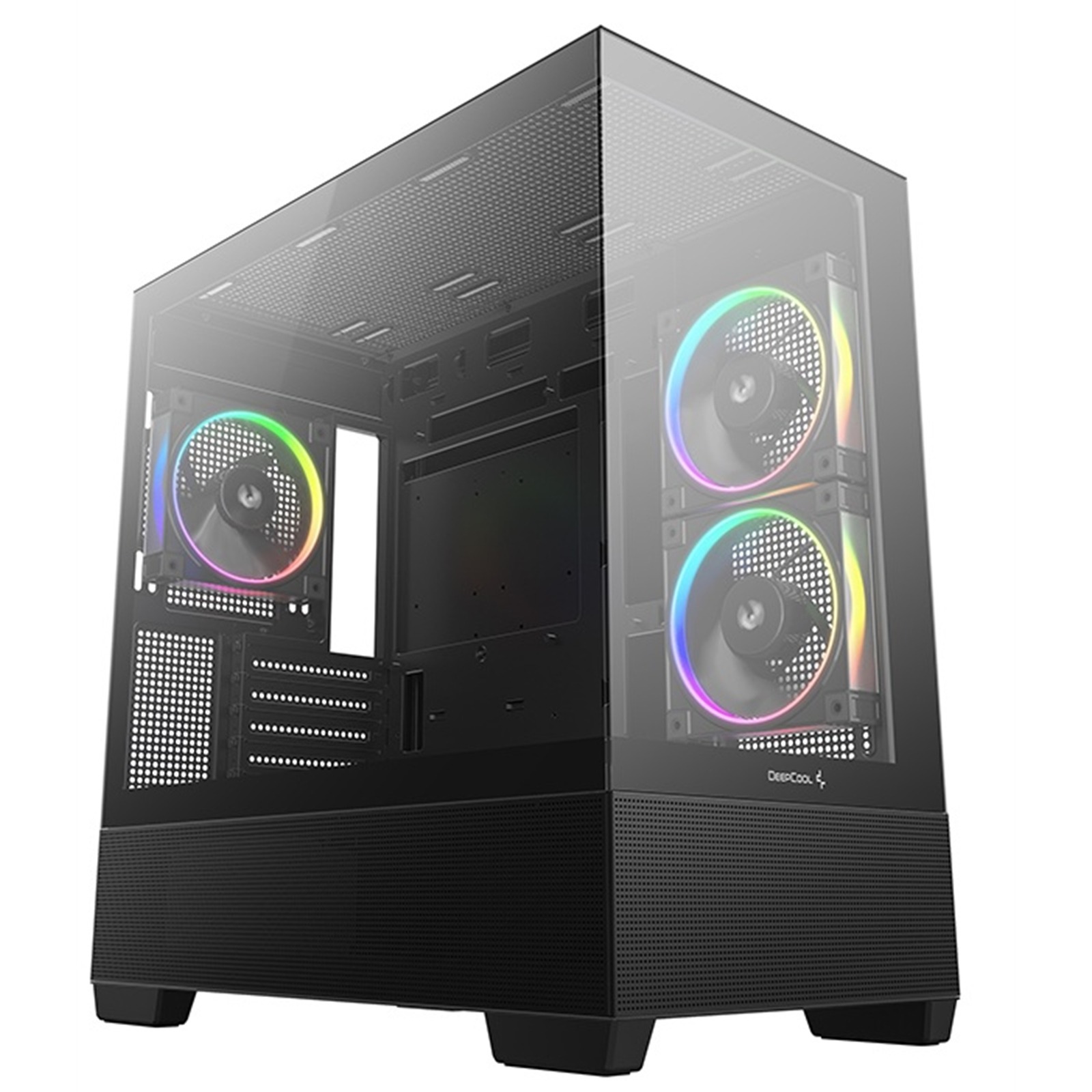 DeepCool CG380 3F Micro-ATX Gaming Case BlackPanoramic Tempered Glass Side Panel, Mesh Airflow Front, 3 Pre-Installed ARGB Fans, USB-C & USB-A Front I/O, Spacious SFF/mATX/ITX Build Support
