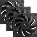 DeepCool FD12 120mm Case Fan 3-Pack, PWM Control, High Airflow, Low Noise, Hydro Bearing, Black, Anti-Vibration Pads, 4-Pin Connector