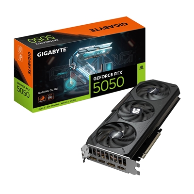 Gigabyte NVIDIA GeForce RTX 5050 GAMING OC 8GB, GDDR6 Graphics Card, 2560 Cuda Core, 2532MHz Core Clock, Windforce cooling system, Triple Fan, 2x DisplayPorts / 2x HDMI Ports