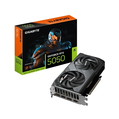 Gigabyte NVIDIA GeForce RTX 5050 GAMING OC 8GB, GDDR6 Graphics Card, 2560 Cuda Core, 2587MHz Core Clock, Windforce cooling system, Dual Fan, 2x DisplayPorts / 2x HDMI Ports