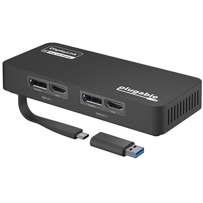 Plugable USBC-6950U USB-A/USB-C Dual HDMI/DisplayPort DisplayLink Certified Docking Station
