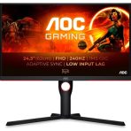 AOC 25G3ZM/BK 25 Inch Gaming Monitor, 1920x1080 HDMI, Display Port, 1ms, 240Hz, Freesync, Height Adjustable, Tilt, Swivel, Black & Red