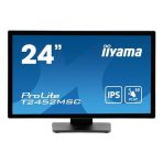 iiyama PROLITE T2452MSC-B124 inch IPS Touch Screen Monitor, Full HD, 5ms, USB Hubx2, HDMI, DisplayPort, 60Hz, Speakers, Black, ACR, Internal PSU