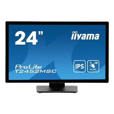 iiyama PROLITE T2452MSC-B124 inch IPS Touch Screen Monitor, Full HD, 5ms, USB Hubx2, HDMI, DisplayPort, 60Hz, Speakers, Black, ACR, Internal PSU