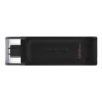 Kingston DT70/128GB DataTraveler 128GB USB Flash Drive, USB 3.2,USB-C, Gen1, 80MB/s, Cap Design, Black, Retail.